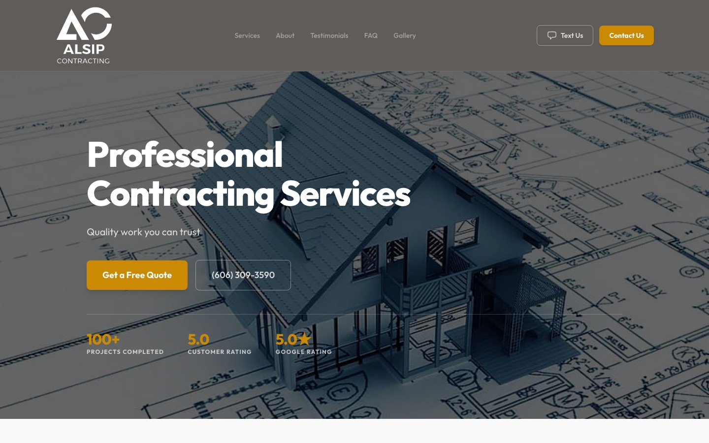 Public marketing site built on ContractorLink